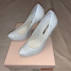 BCBGeneration White Polka Heels